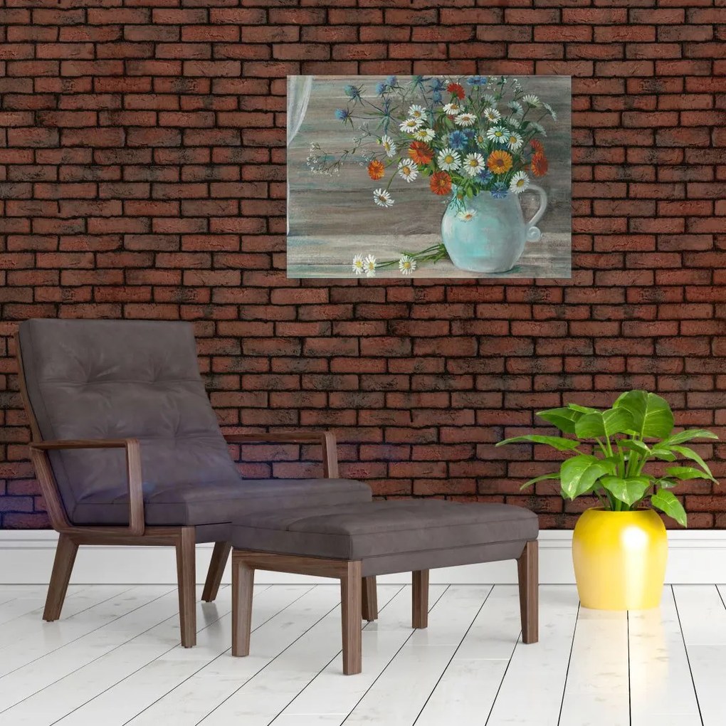 Obraz na szkle - Kwiaty polne, obraz olejny (70x50 cm)