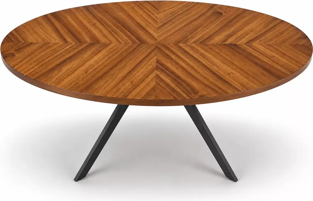 Nowoczesny owalny stół Verano 170x90 cm - blat z okleiny naturalnej w kolorze orzechowym, nogi czarne metalowe