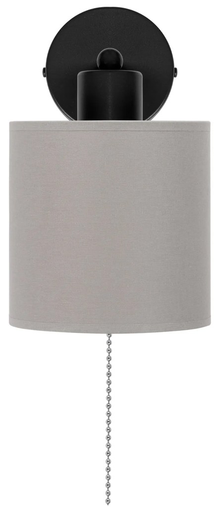 Czarny kinkiet LED z włącznikiem z szarym abażurem SHWD-C-1010SC-GR je