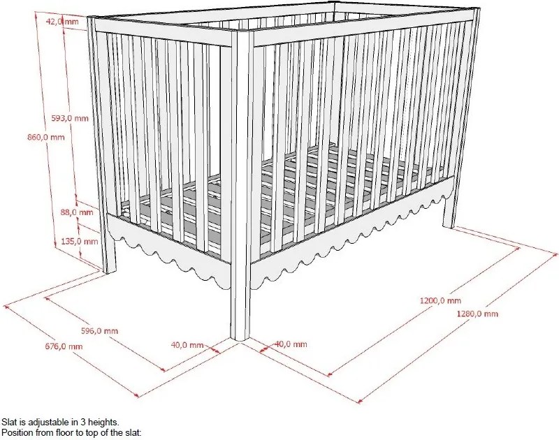 Beżowe łóżeczko z litego drewna sosnowego z regulowaną wysokością 60x120 cm Swingo – Vipack