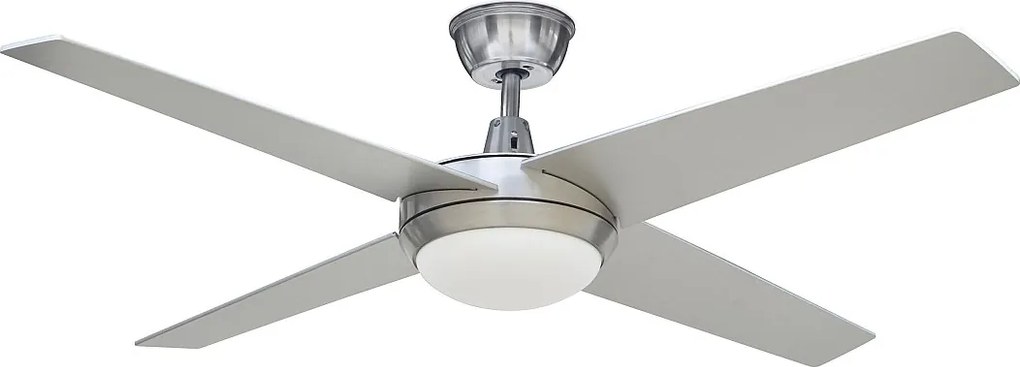 Wentylator sufitowy MARINADA nowoczesny i uniwersalny styl - aluminium - szary - 4 ?opatki - pilot - 13W SMD LED - IP20