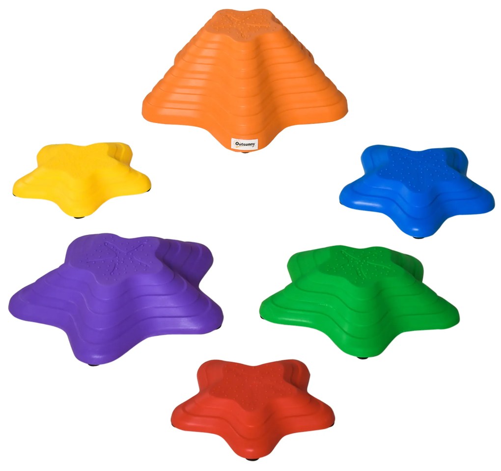 Outsunny Kamienie do balansu dla dzieci, układalne, antypoślizgowe, 3 rozmiary, do 80 kg, wewnątrz/na zewnątrz