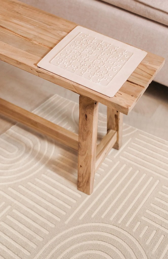 Dywan nowoczesny 3D Louis kremowy koło 200 cm x 200 cm