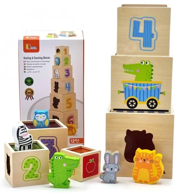 Viga drewniana piramidka układanka klocki sorter montessori