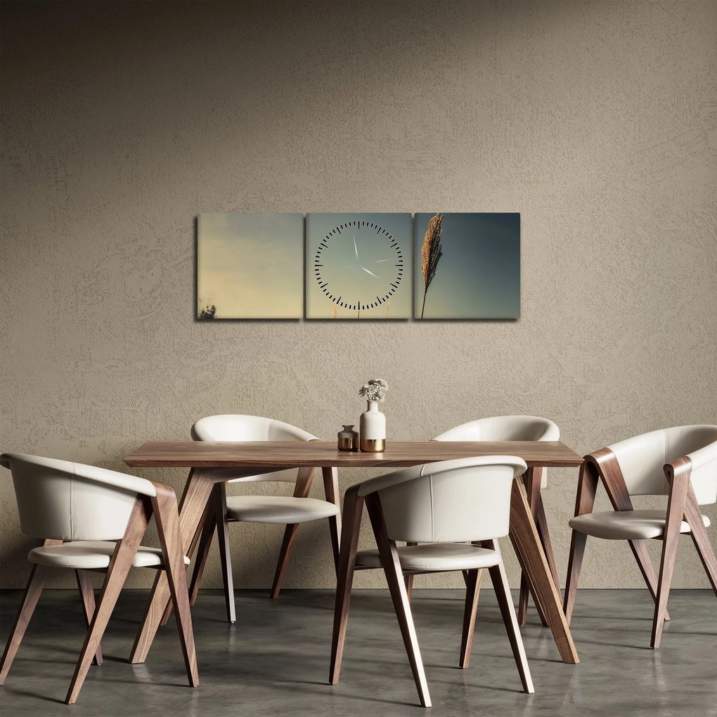 Obraz z trawą (z zegarem) (90x30 cm)