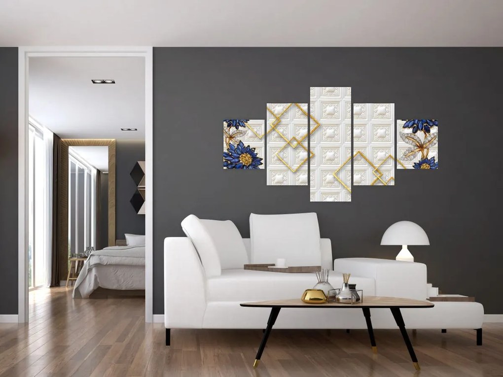 Obraz - Diamentowe kwiaty (125x70 cm)