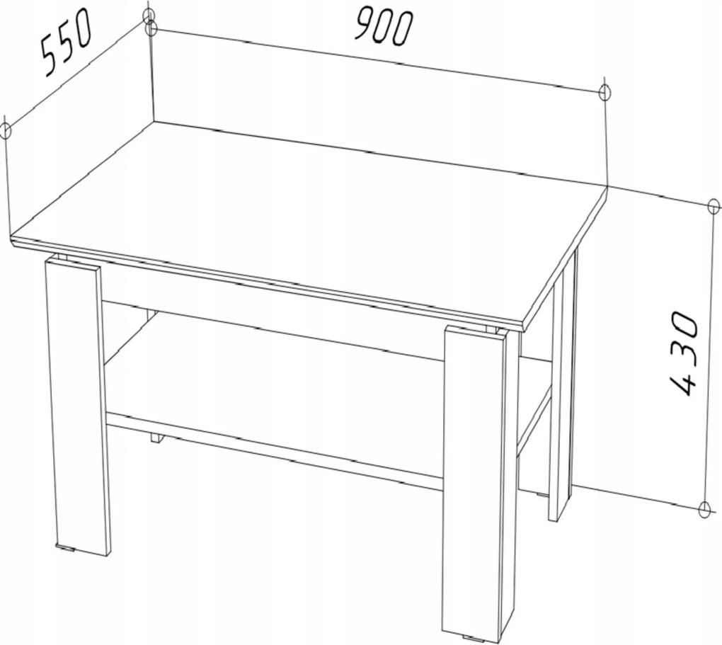 Biała ława prostokątna z półką D0-L17