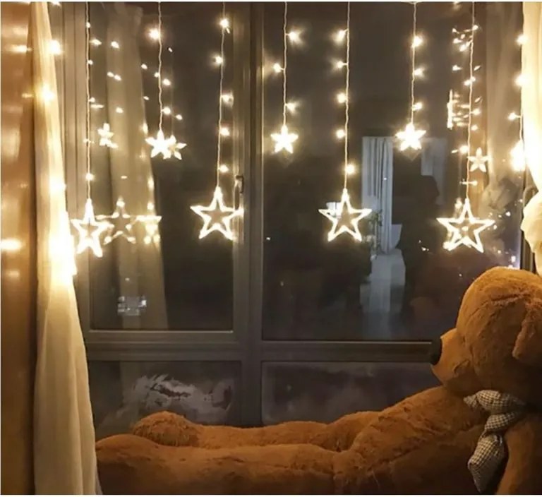 Dekoracja świąteczna - świecące gwiazdki,150LED, ciepła biel