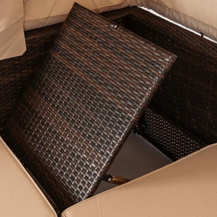 Zestaw Mebli Ogrodowych CALIENTE Modułowy Sofa 2x Fotel Stolik Tarasowy Brązowy/Beżowy Technorattan Nowoczesny