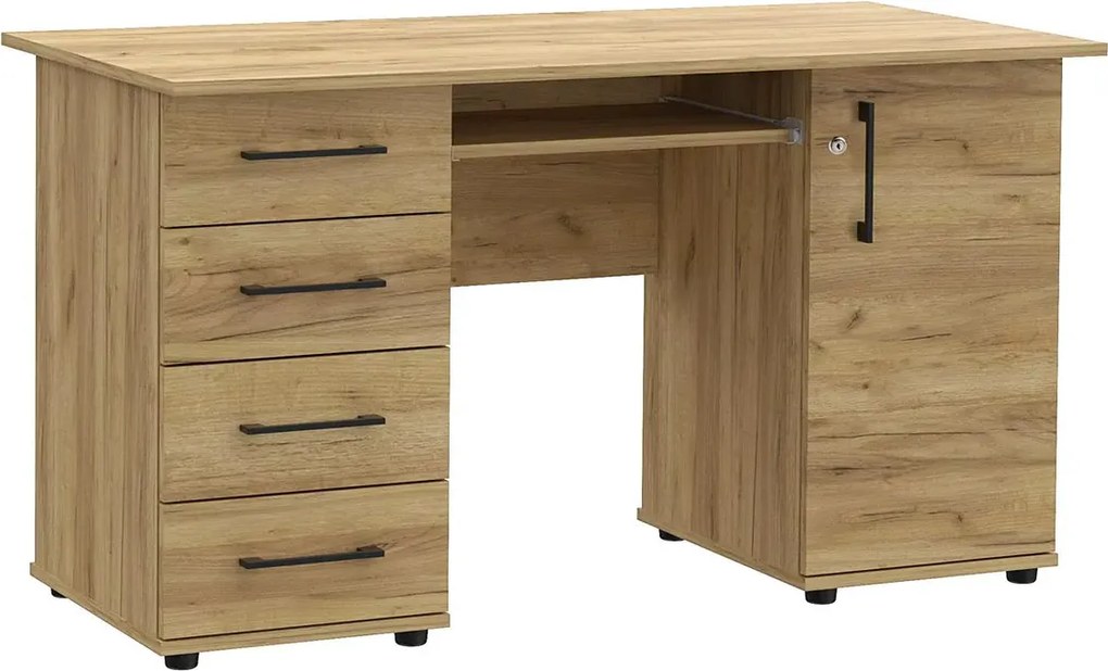 Komputerowe Duże Biurko Proste Na Kluczyk Dąb Craft B1-L98