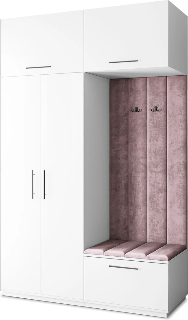 Masseno Garderoba REMA 150/240/60 cm Nowoczesna Szafa do Przedpokoju Biała, MONOLITH 62 (Wrzosowy)