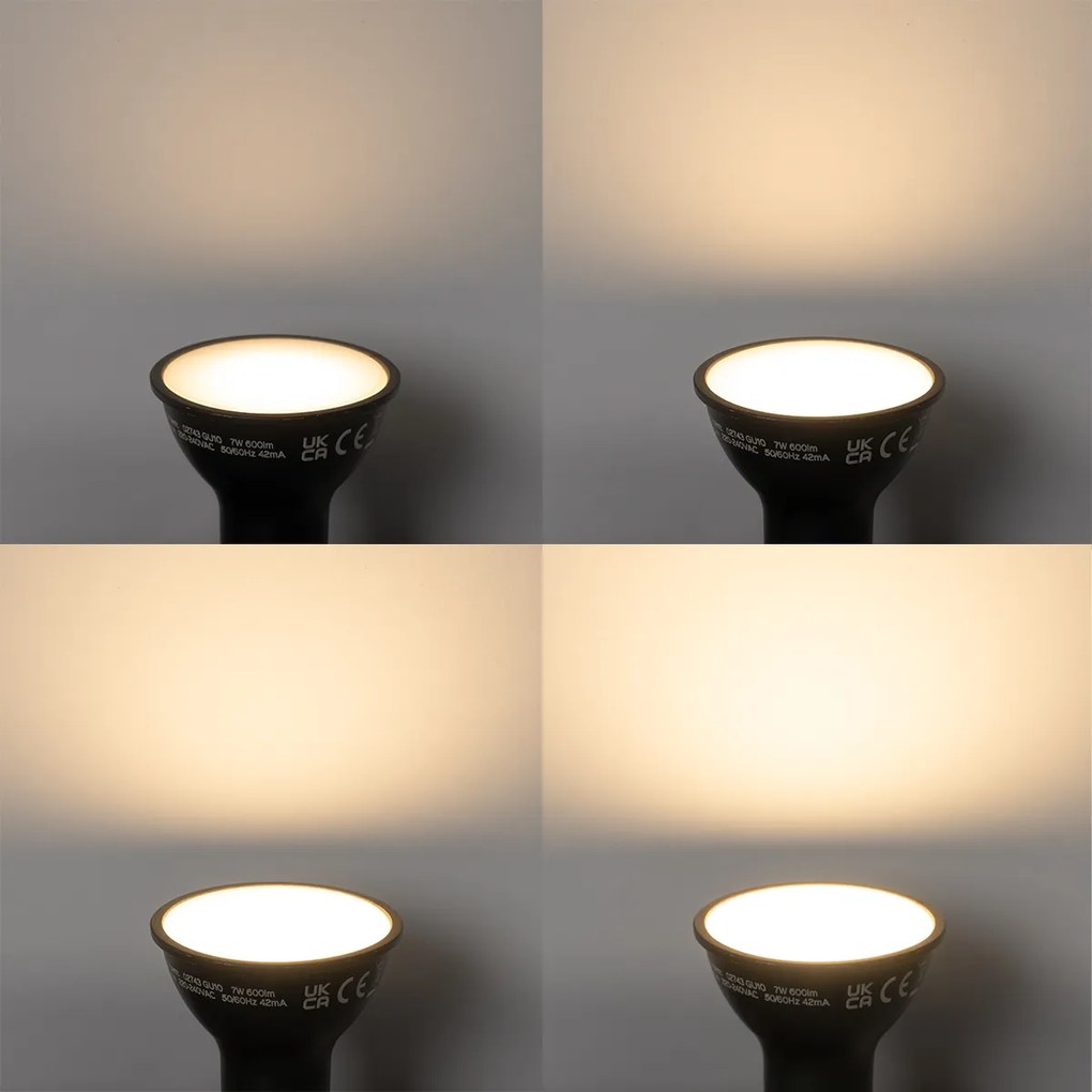 Zestaw 5 Inteligentna ściemnialna lampa LED GU10 czarna 7W 600 lm 3000K