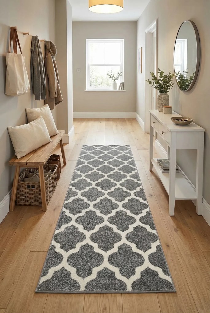 Szary chodnik dywanowy w stylu skandynawskim R3-P39