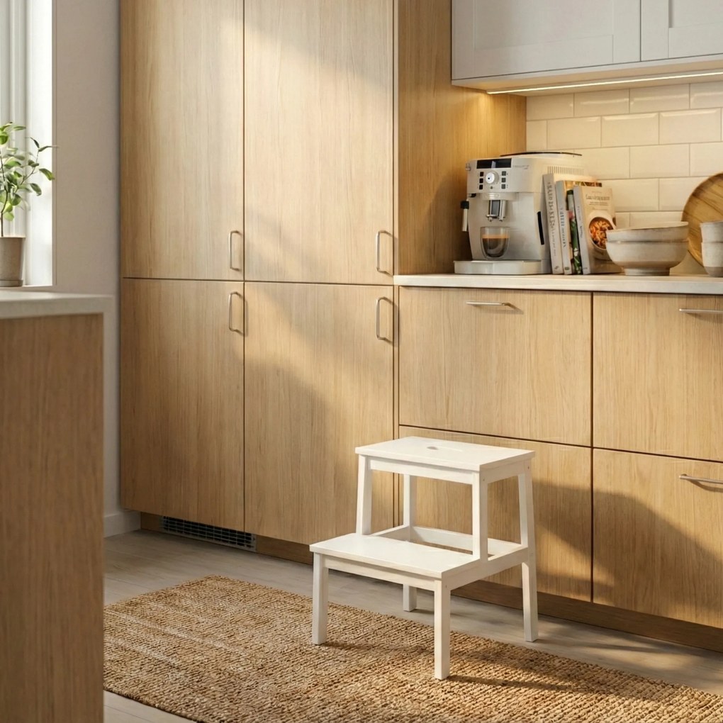 Bambusowy taboret ze schodkiem KROK, wys. 46 cm