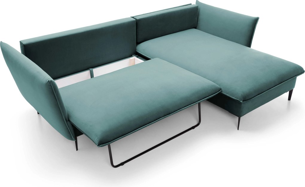 Masseno Narożnik SOLE z funkcją spania i pojemnikiem na pościel Narozniki L, Rozkładana sofa - Zielony, RIVIERA 87