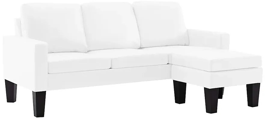 3-osobowa biała sofa z ekoskóry z podnóżkiem - Lencor 4Q