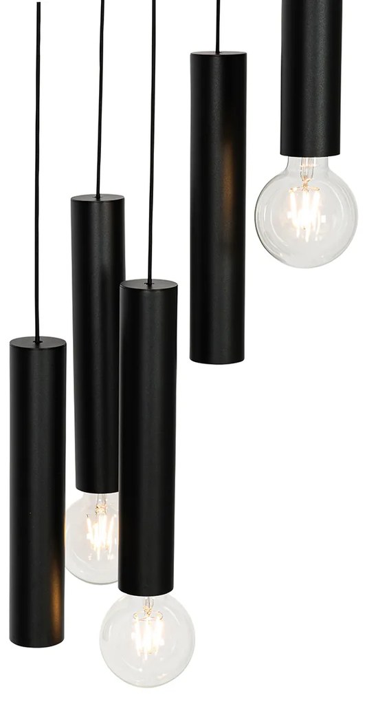 Designerska lampa wisząca czarna okrągła 7-świateł - TubaDesignerski Oswietlenie wewnetrzne