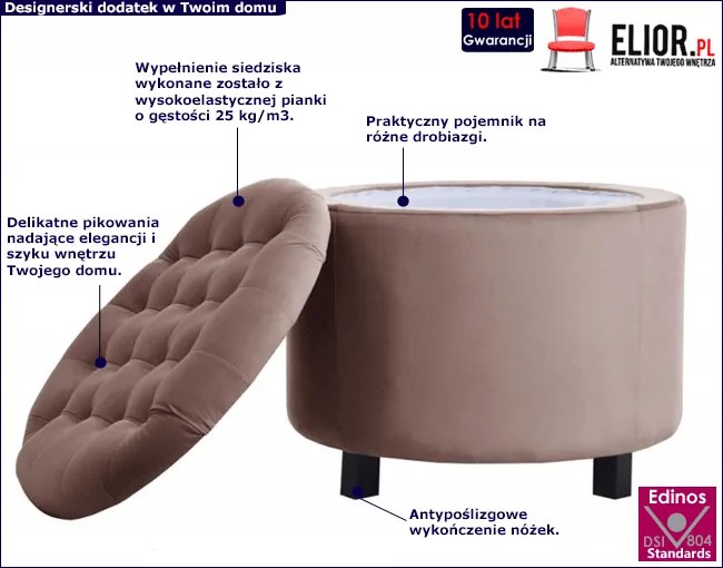 Pikowany podnóżek do salonu R9-H09
