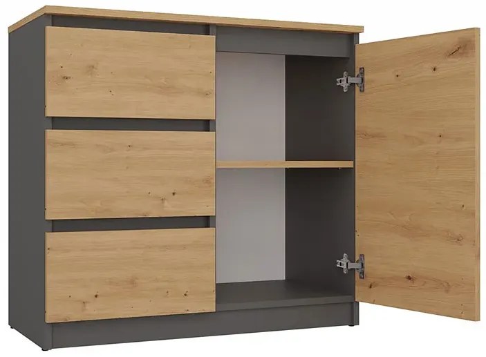 Duża komoda 200 cm dąb artisan + antracyt Z0-E42