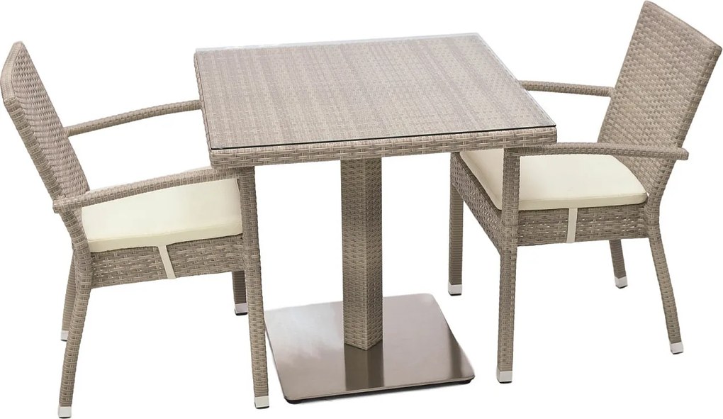 Zestaw rattanowy ogrodowy GINA 1+2 (szaro-beżowy)