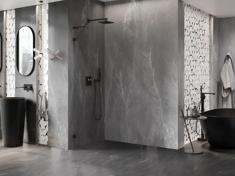 Mexen Lunar L ścianka prysznicowa Walk-in lewa 70 x 200 cm, transparent 8 mm, czarna - 830L-070-000-70-00-L