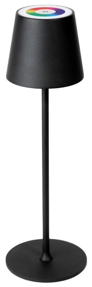 Ściemnialna lampa zewnętrzna LED RGBW, 1,5W, 4000 mAh, 3000K, IP44, czarna