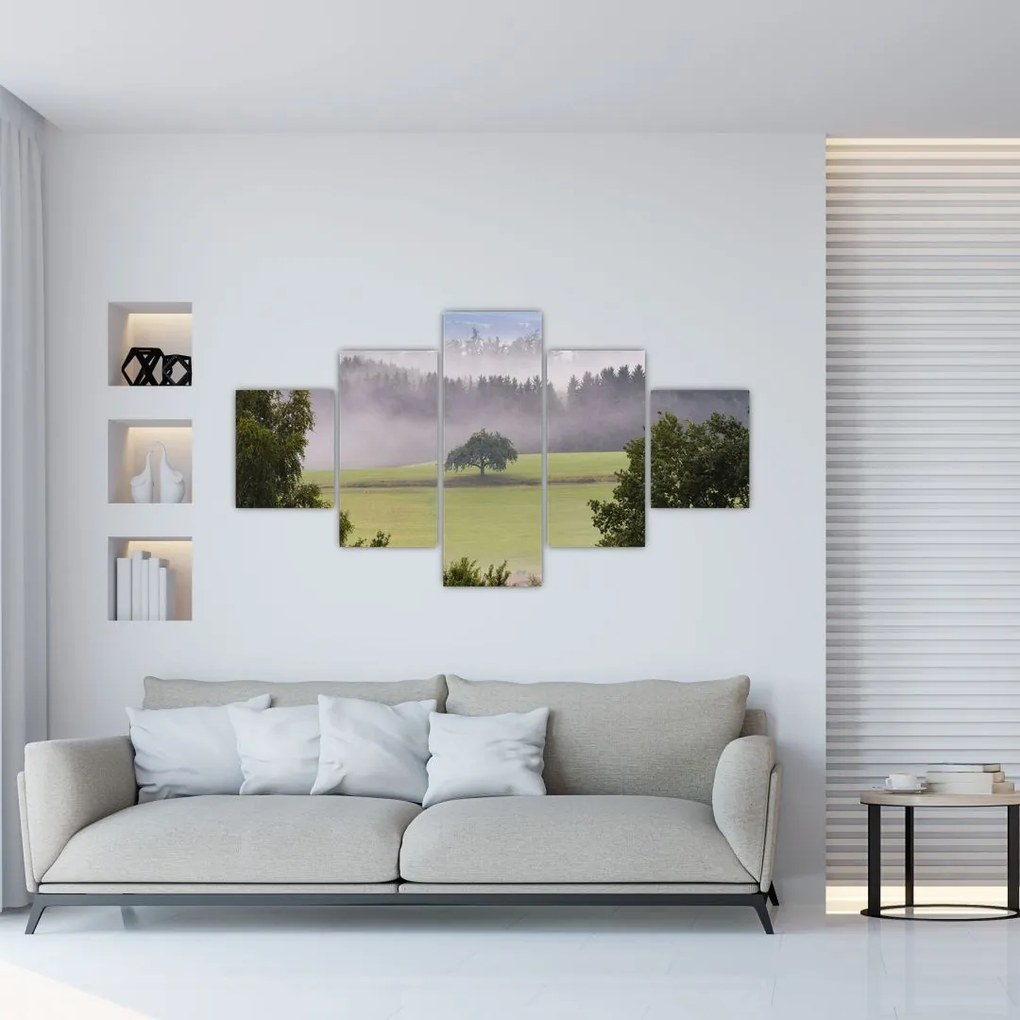 Obraz łąki z drzewem (125x70 cm)