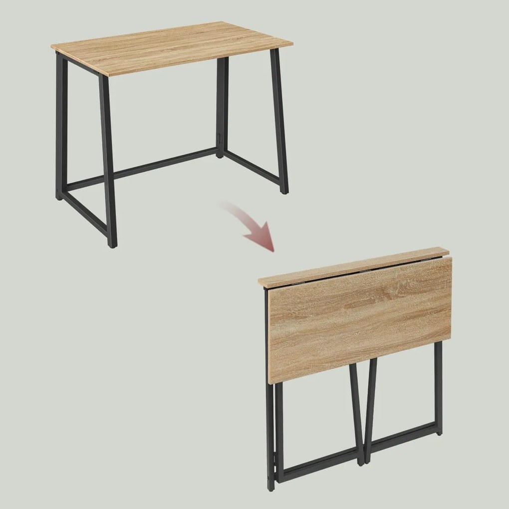 Zestaw do biura – składany stół ZARIMO 80×40 cm dąb sonoma + krzesło biurowe AVOLA VELVET czarne