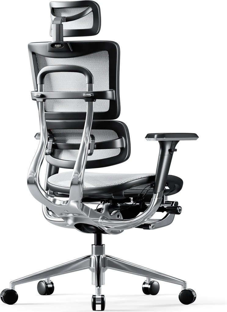 Fotel biurowy z podnóżkiem Diablo V-Master, zgodny z normą BHP, kolor czarno-biały