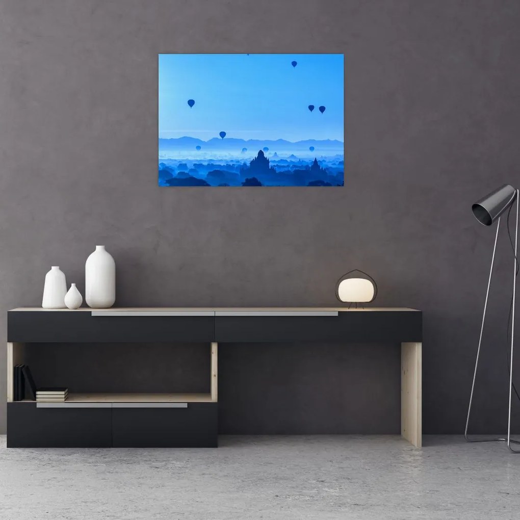 Obraz - Balony nad krajobrazem (70x50 cm)