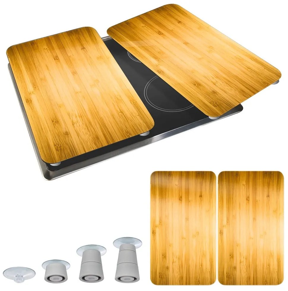 Płyty ochronne na kuchenkę ze szkła hartowanego zestaw 2 szt. 52x30 cm Wooden – Maximex