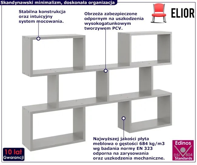 Szara skandynawska półka wisząca G9-L88