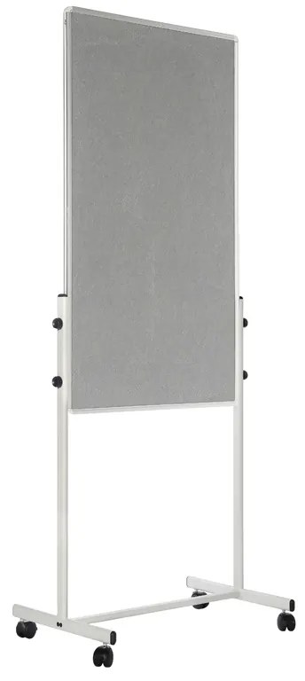 Mobilna tablica suchościeralna, biała magnetyczna/szara tkanina, 700 x 1200 mm