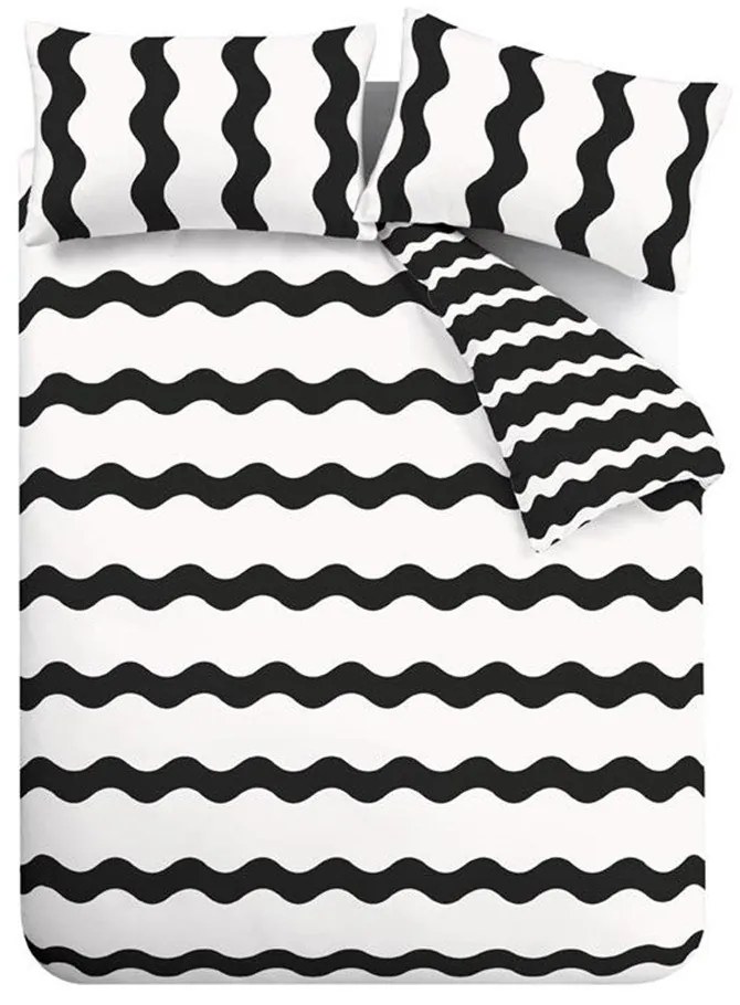 Czarno-biała pościel dwuosobowa 230x220 cm Waves – Sassy B