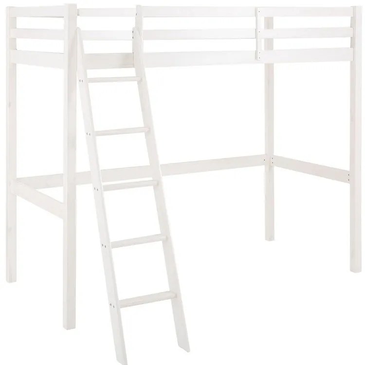 Białe wyższe łóżko z drewna sosnowego Støraa Alpi2