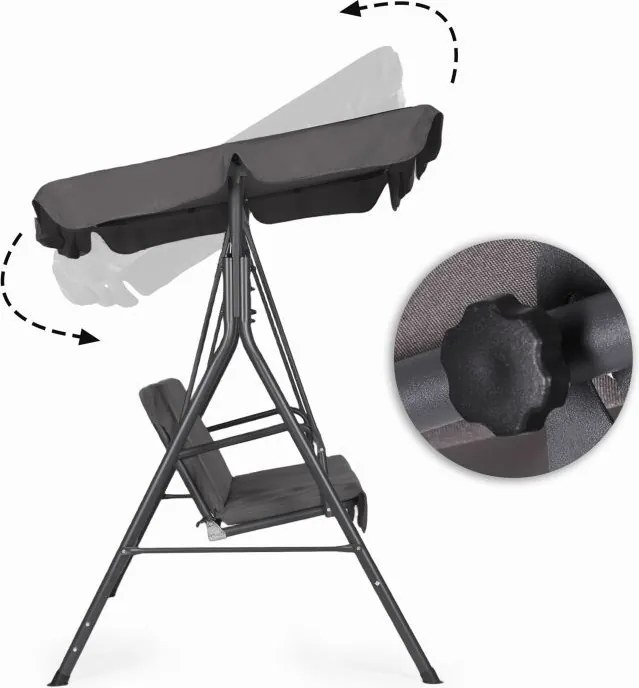 Huśtawka ogrodowa Cozy z regulowanym daszkiem, kolor szary