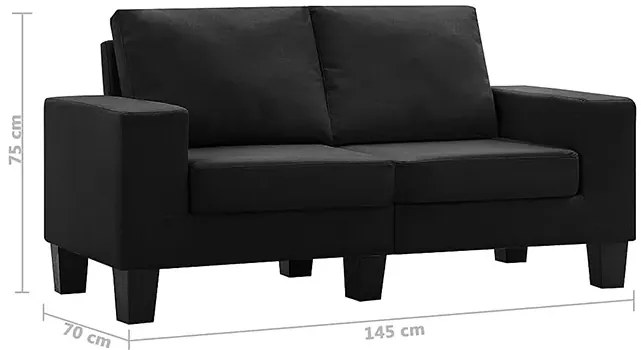 2-osobowa czarna sofa z podłokietnikami - Lurra 2Q