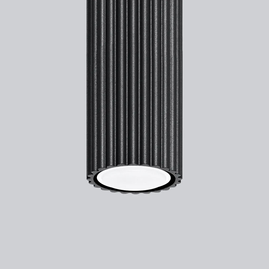 Plafon KARBON 60 czarny ryflowany SOLLUX  LIGHTING