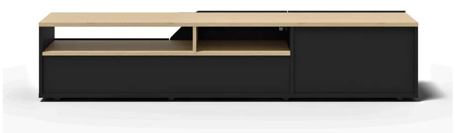 Czarna szafka pod TV z blatem w dekorze dębu 180x38 cm Verone – TemaHome