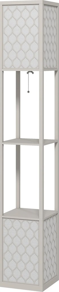 HOMCOM Lampa Stojąca w Nowoczesnym Designie, 2 Półki, Przycisk na Łańcuszku, 26 cm x 26 cm x 156 cm, Czarny + Biały