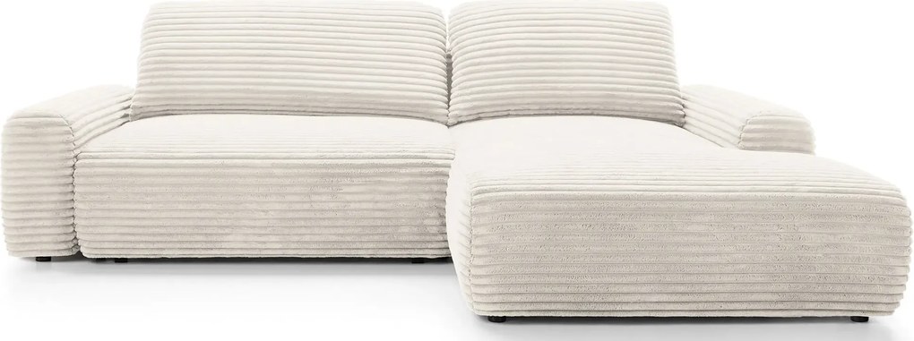 Sztruksowa kanapa narożna z funkcją spania ecru H1-F87