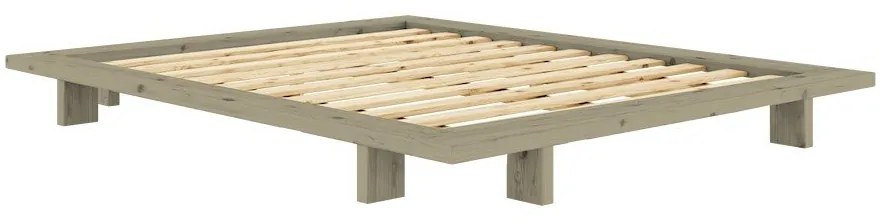 Szałwiowe łóżko dwuosobowe z litego drewna sosnowego bez zagłówka ze stelażem 160x200 cm Japan – Karup Design