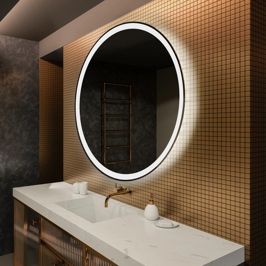 Lustro Okrągłe Podświetlane Do Łazienki LED L76 - Okrągłe Lustro Do Toaletki z Oświetleniem Do Makijażu - Lustro Okrągłe 100 Cm - Okrągłe Lustro Smart