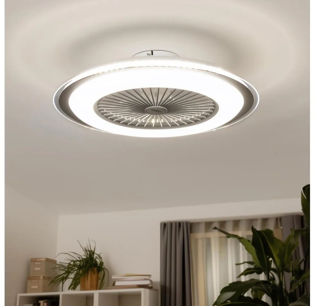 Brilagi - LED ściemnialna lampa z wentylatorem RONDA LED/48W/230V srebrna+DO