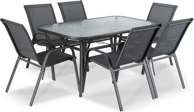 Zestaw Mebli Ogrodowych LIBERTY Szary 6 Krzeseł Stół Tarasowy Nowoczesny