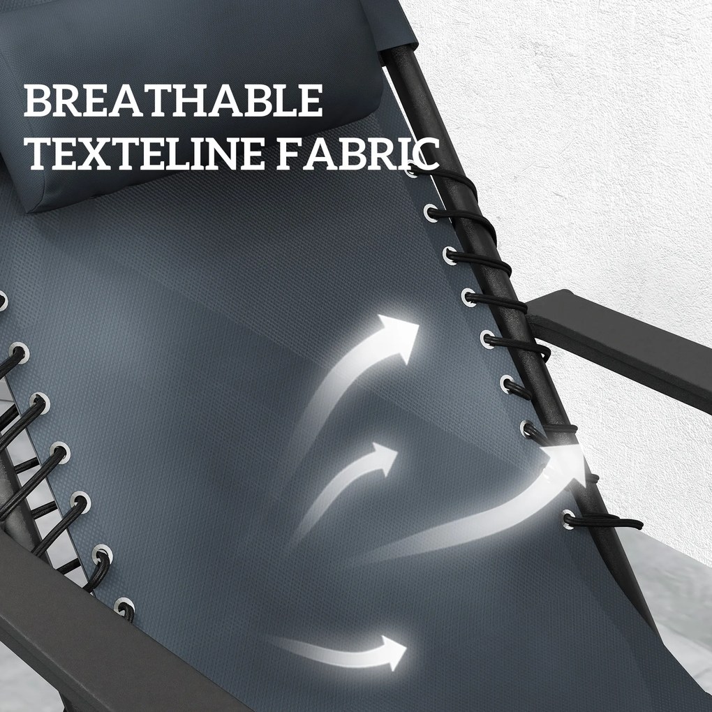 Outsunny Zestaw leżaków Zero Gravity z zagłówkami i stolikiem z 2 uchwytami na napoje | Aosom PL