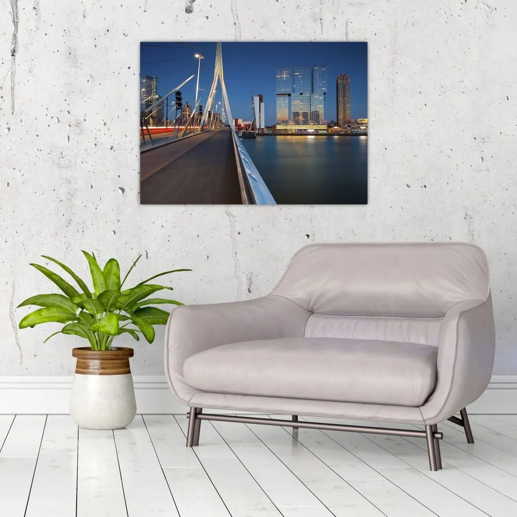Obraz - Zmierzch w Rotterdamie, Holandia (70x50 cm)