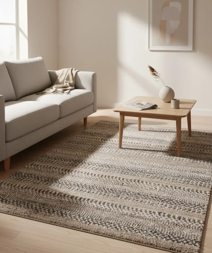 Beżowy prostokątny dywan do przedpokoju G5-A77