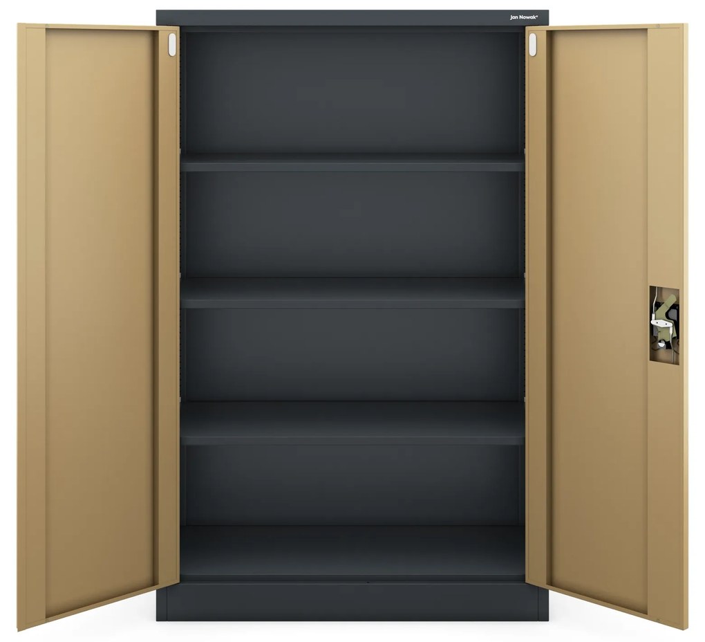 Szafa biurowa na dokumenty metalowa antracytowa/ orzech: Eco Design - KEVIN, 900 x 1400 x 400 mm