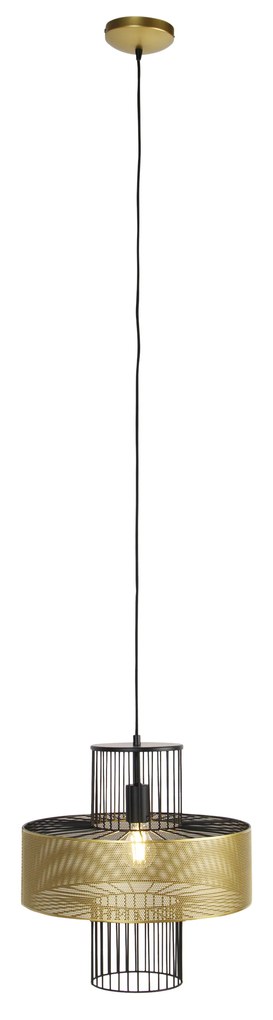 Designerska lampa wisząca złota z czarną 40 cm - TessDesignerski Oswietlenie wewnetrzne